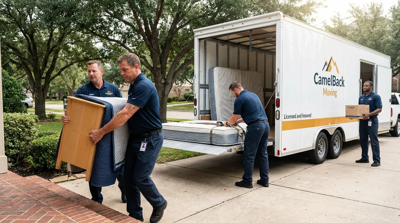 Crew loading residential truck for cross-state move from Benton, TN